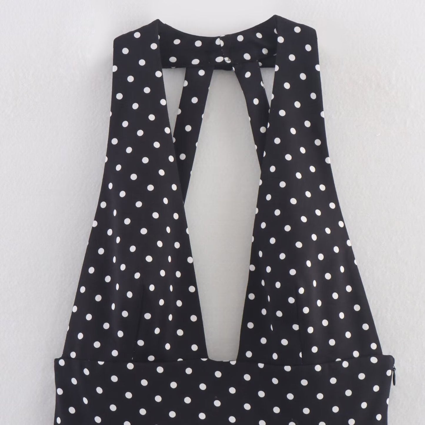 Women's summer fashion polka dot hanging neck mini dress
