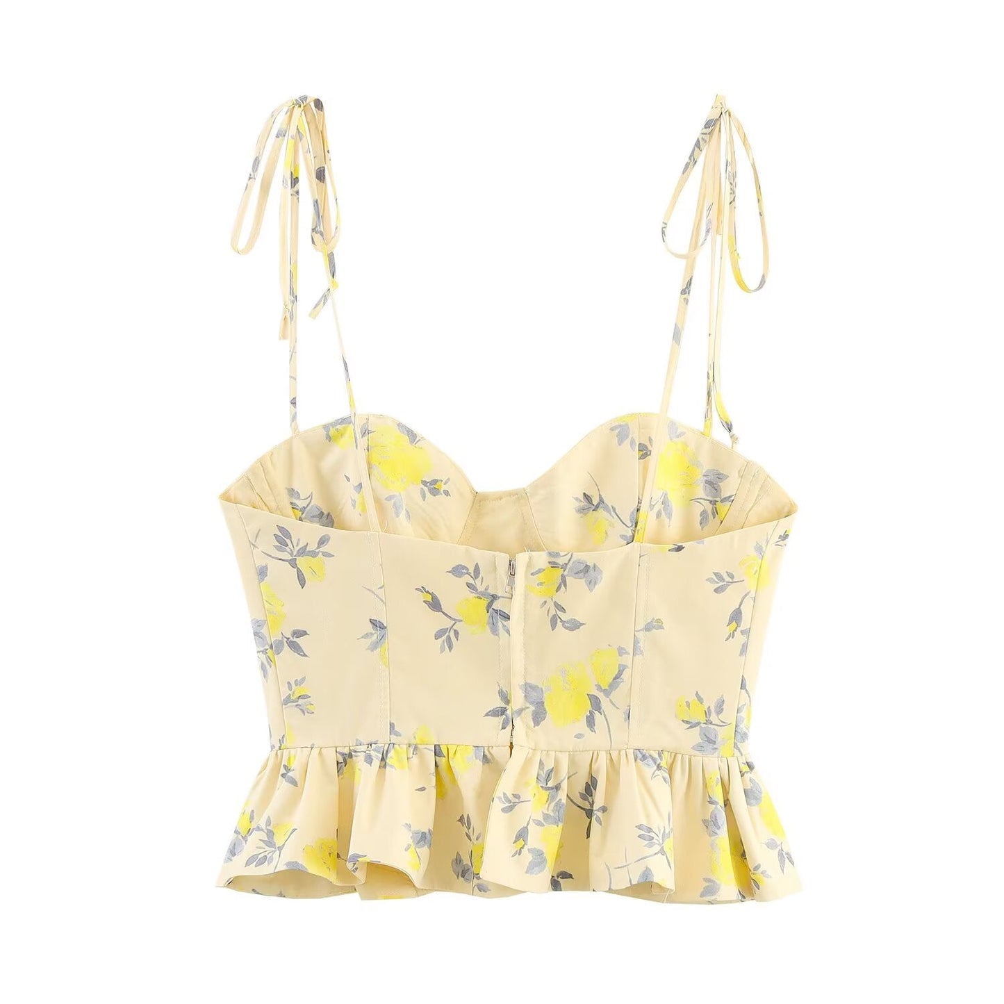Women's Summer Fashion Flower Printed Poplin suspender Top