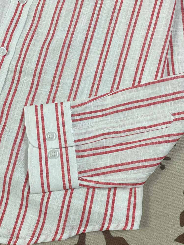 Women's New Fashion Joker Casual Sun Protection Embroidered Slub Cotton Pinstripe Lapel Long Sleeve Shirt Top.