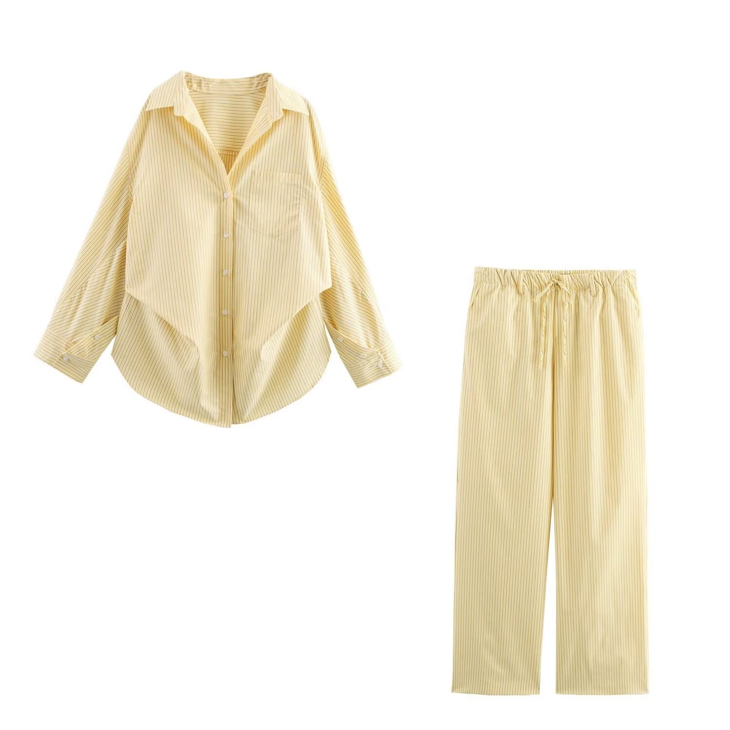 Women's 2025 new fashion pleated decoration loose single breasted striped shirt retro long sleeved pocket women's shirt chic top