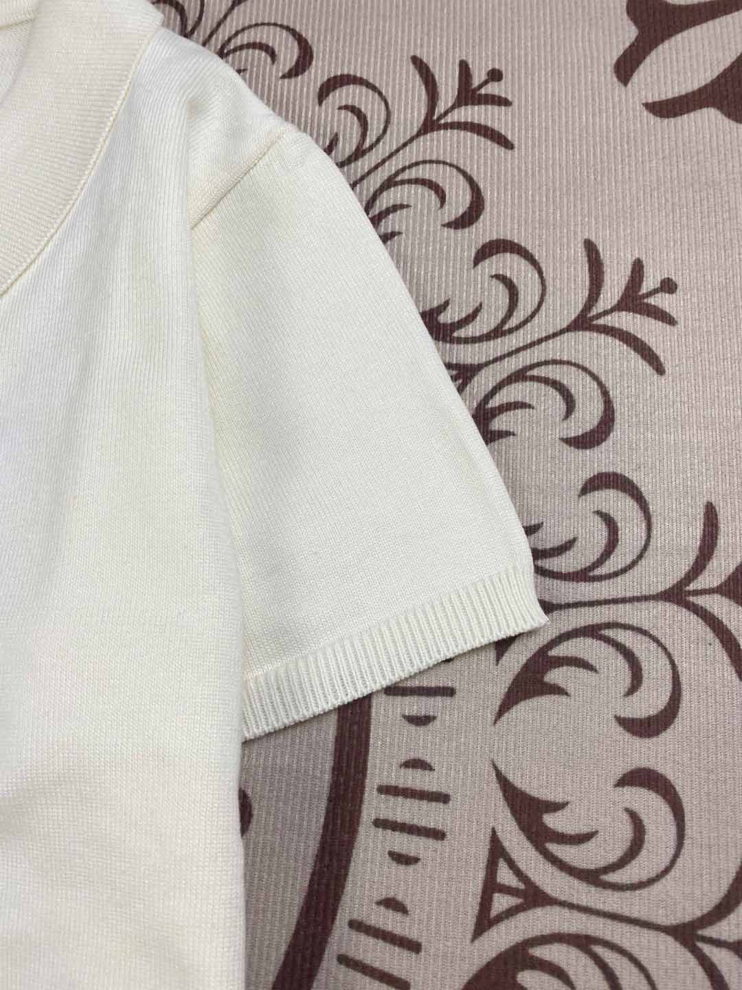 Women's New Fashion Joker Embroidered Cotton Knitted Lapel Short Sleeve Cardigan