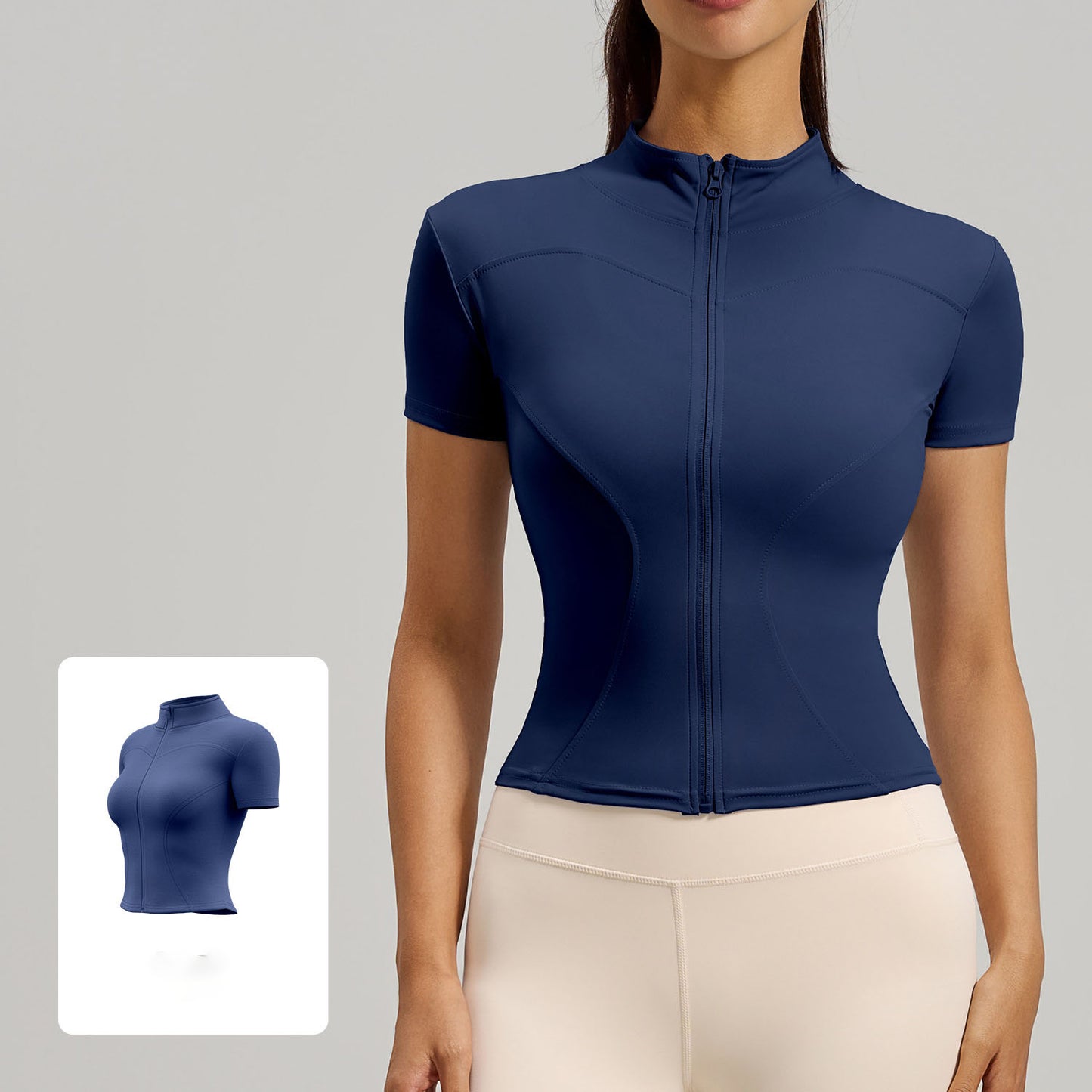 2026 women's new high-elastic tight-fitting nude fitness sports top