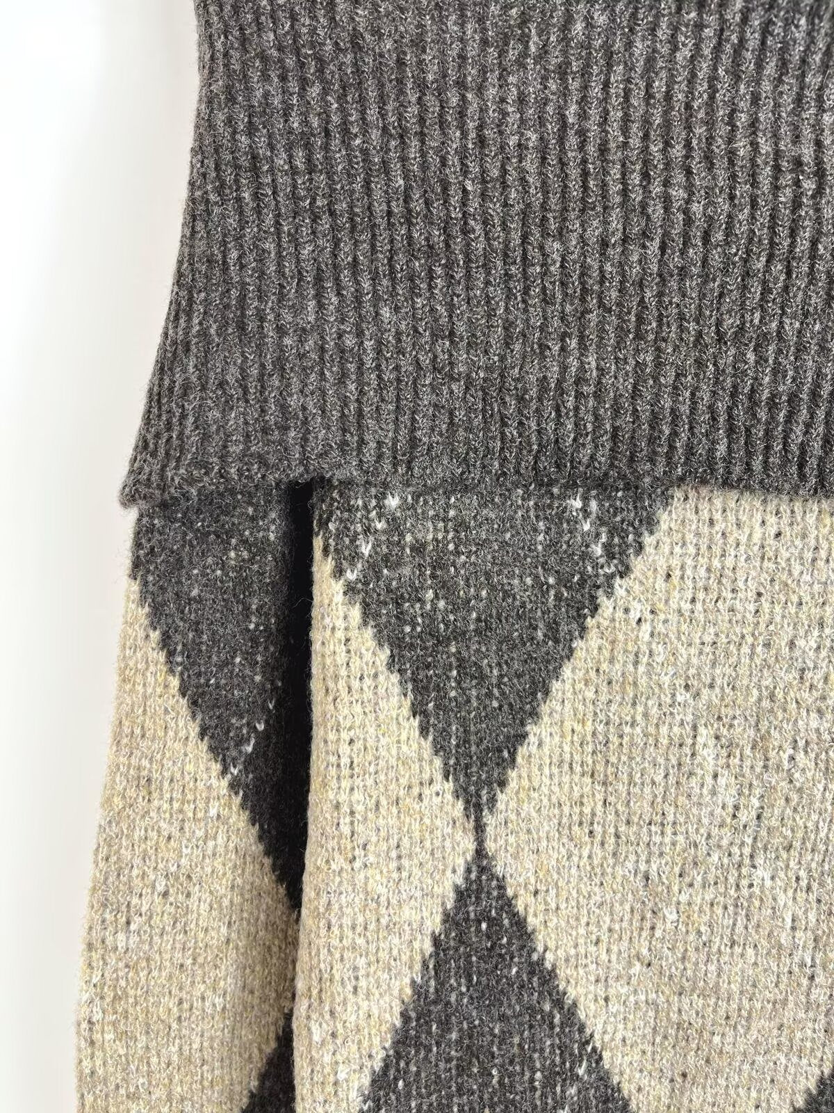 Women's new fashion soft texture diamond grid strapless knit sweater