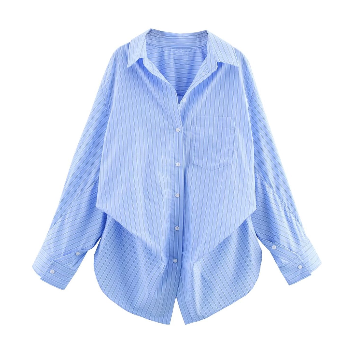 Women's' New Fashion Loose Single breasted casual Bat sleeved Poplin Shirt
