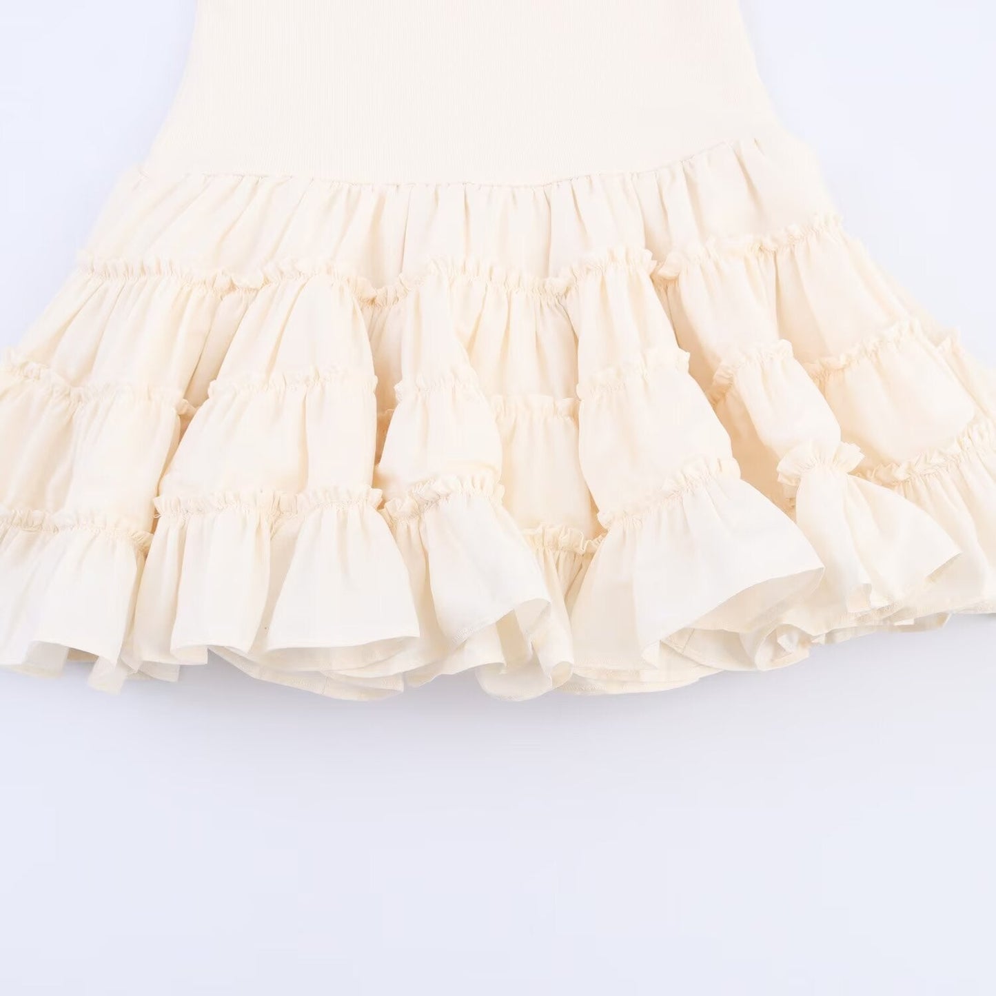 Women's New Fashion Fluffy Bottom hem Splicing Vest style Mini Dress