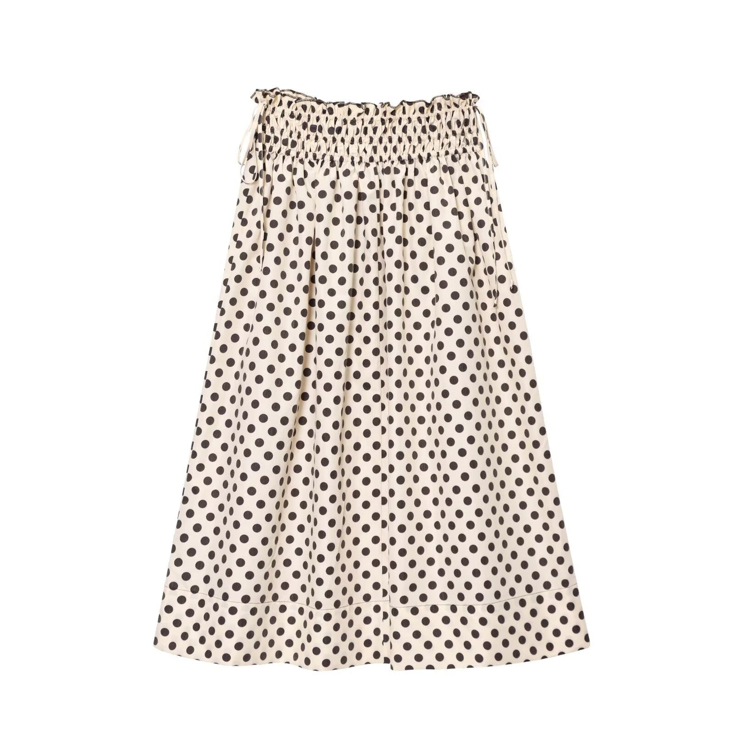 Women's chic Fashion polka dot printed elastic waist MIDI skirt