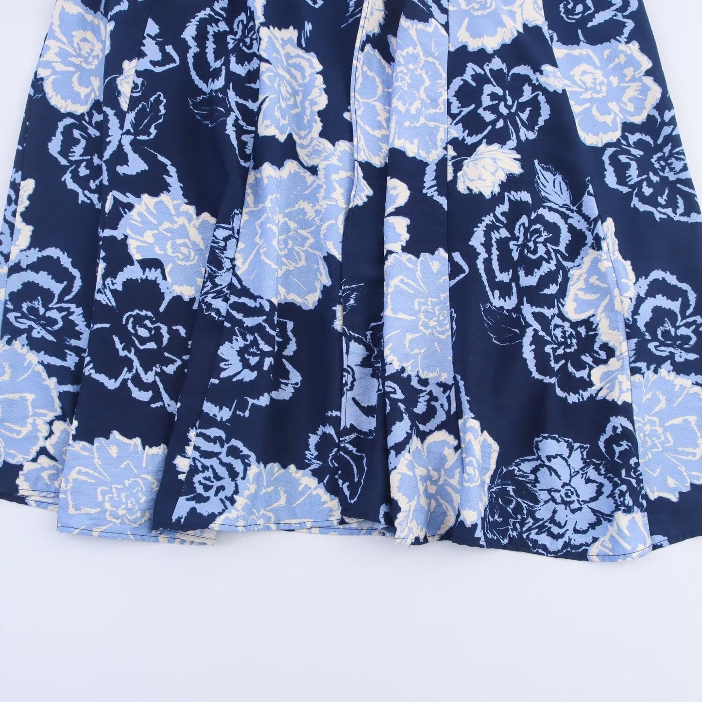 Women's new fashion printed backless hanging neck MIDI dress