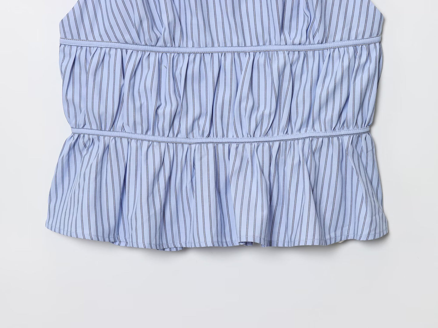 Women's new fashion striped poplin hanging neck collar top