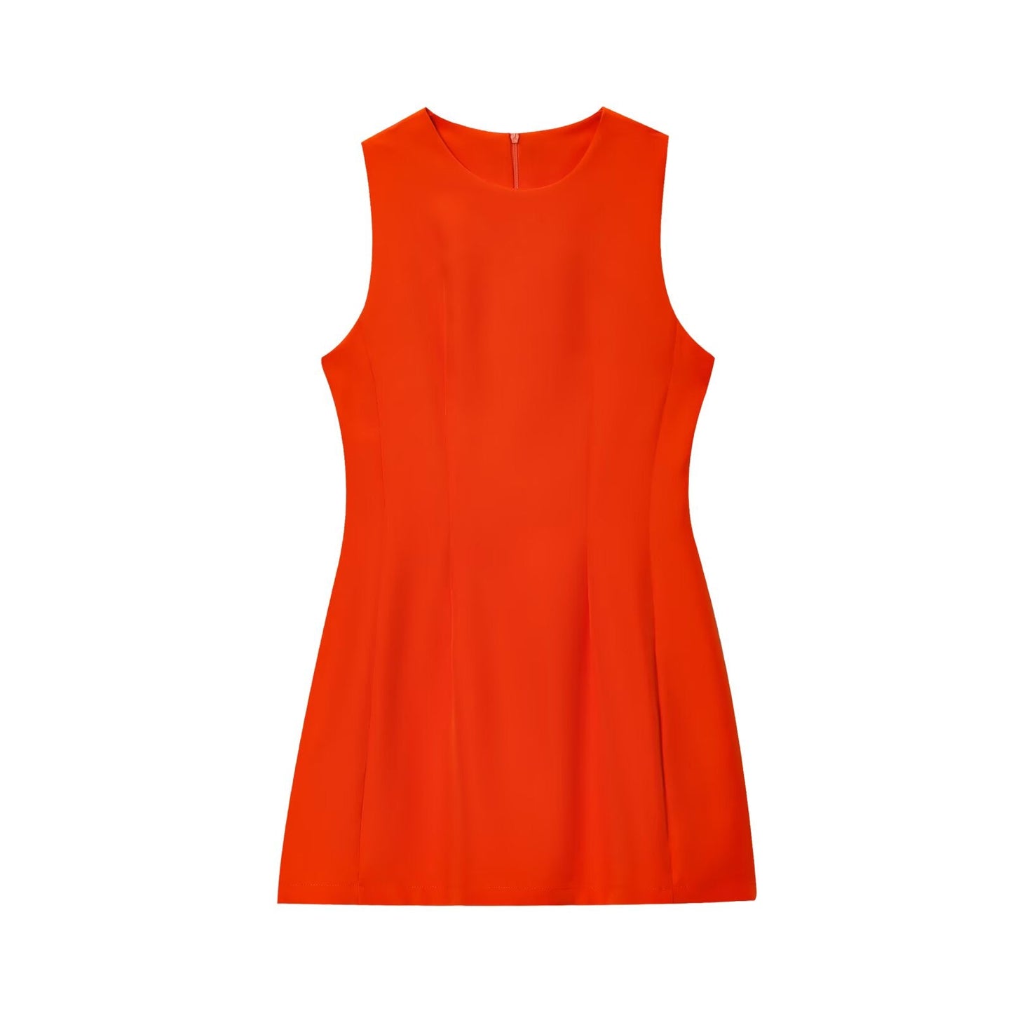 Women's O Neck fluffy sleeveless mini dress