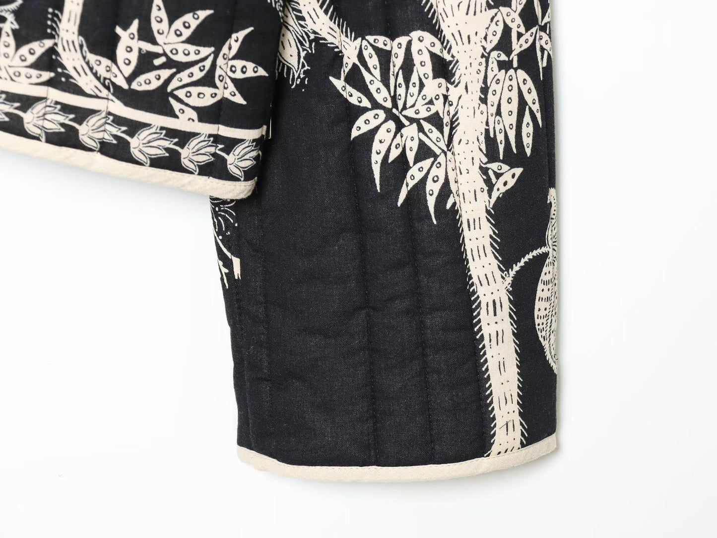 Women's short V-neck printed quilted jacket Coat