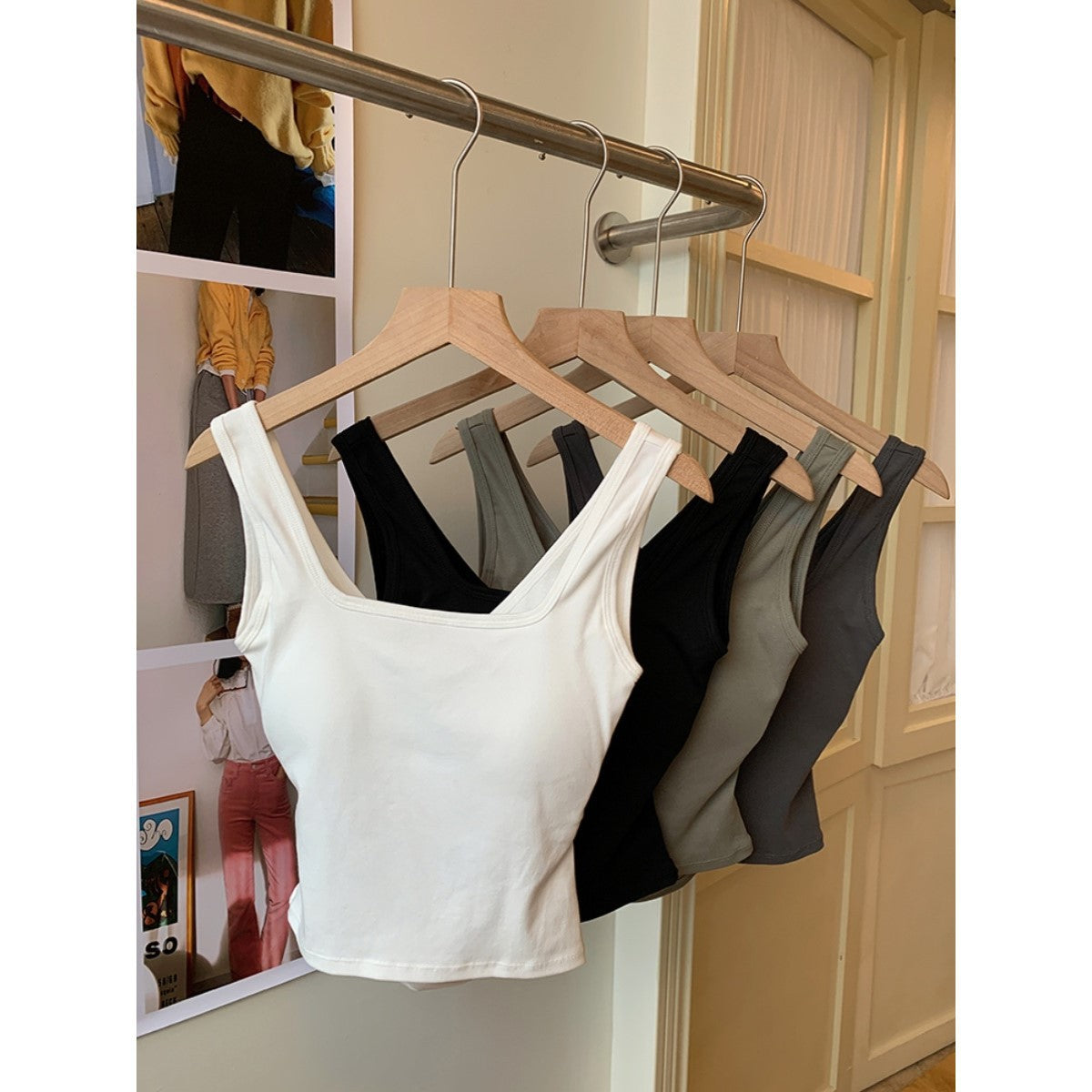 Women's New Joker Camisole with Chest Cushion Cross Waist Wear Slim Jacket