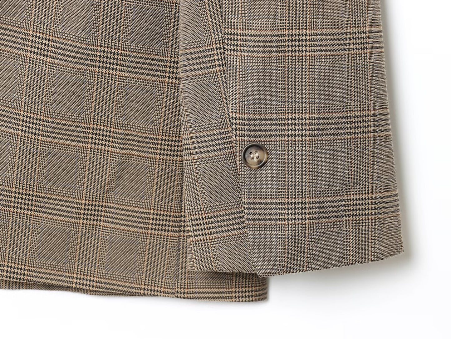 Women's new fashion loose single breasted linen blended plaid suit jacket