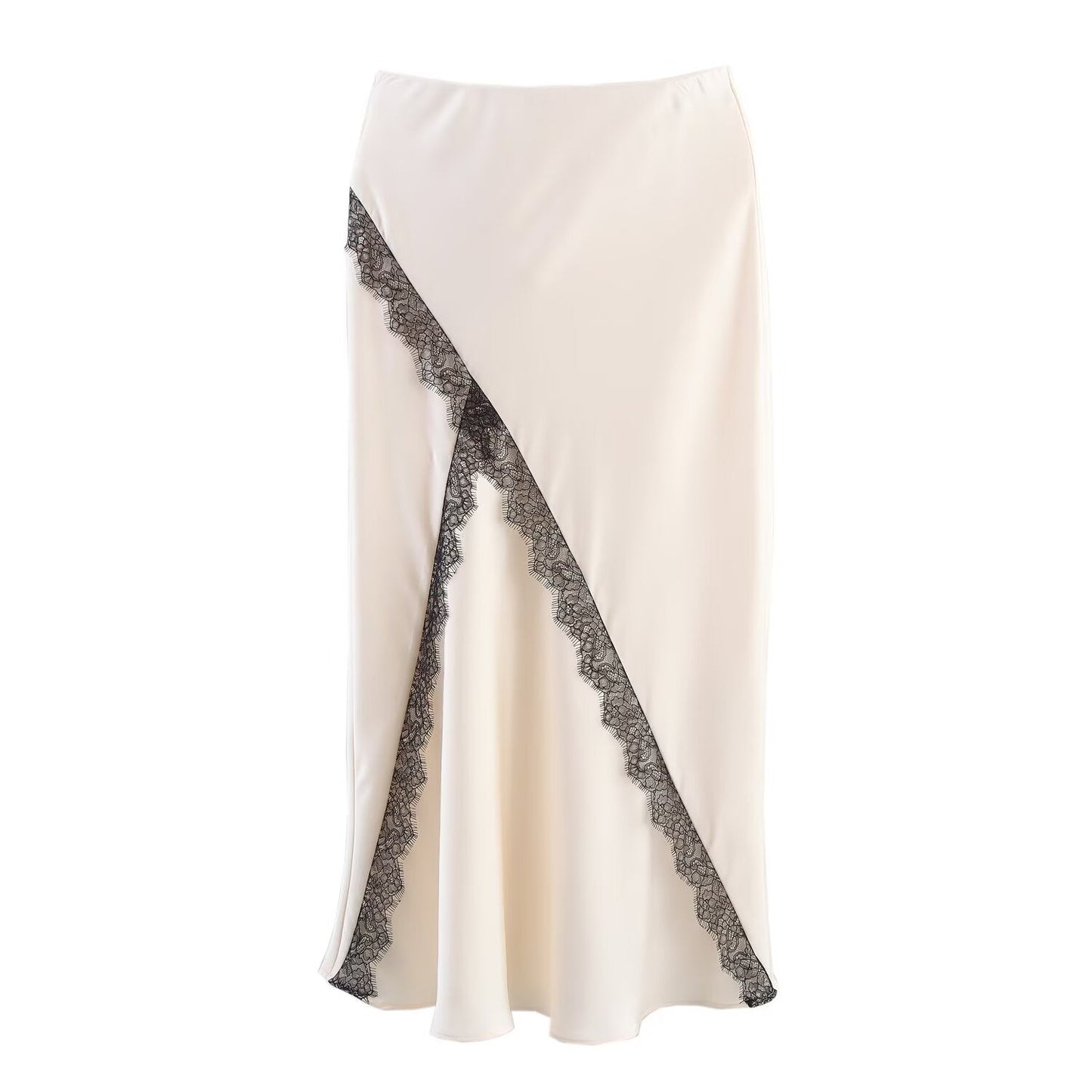 Women's new fashion lace decoration satin hanging neck top+Skirts suit