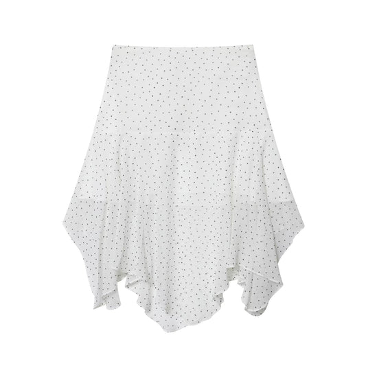 Women's chic Fashion polka dot asymmetrical MIDI skirt
