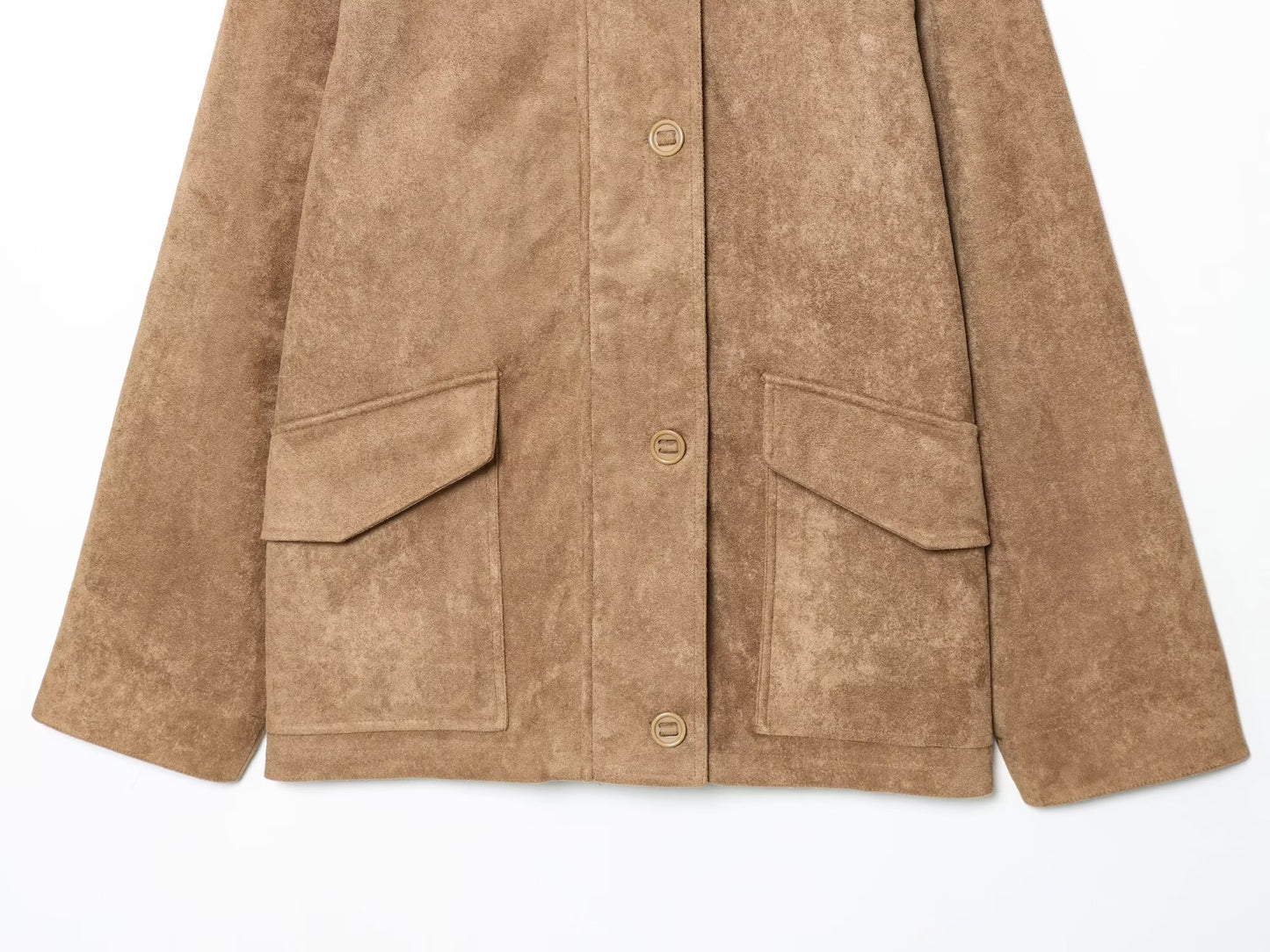 Women's 2025 new fashion suede texture lapel faux leather Coat