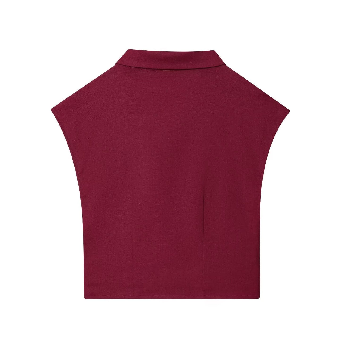 Women's 2025 new fashion linen blend sleeveless pleated top+shorts suit