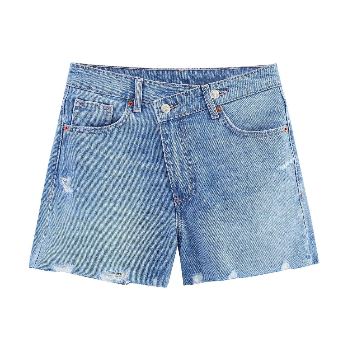 Women's new fashion Side pockets casual versatile high waisted denim shorts