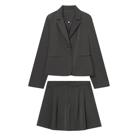 Women's new casual lapel straight cut suit jacket+Skirts suit