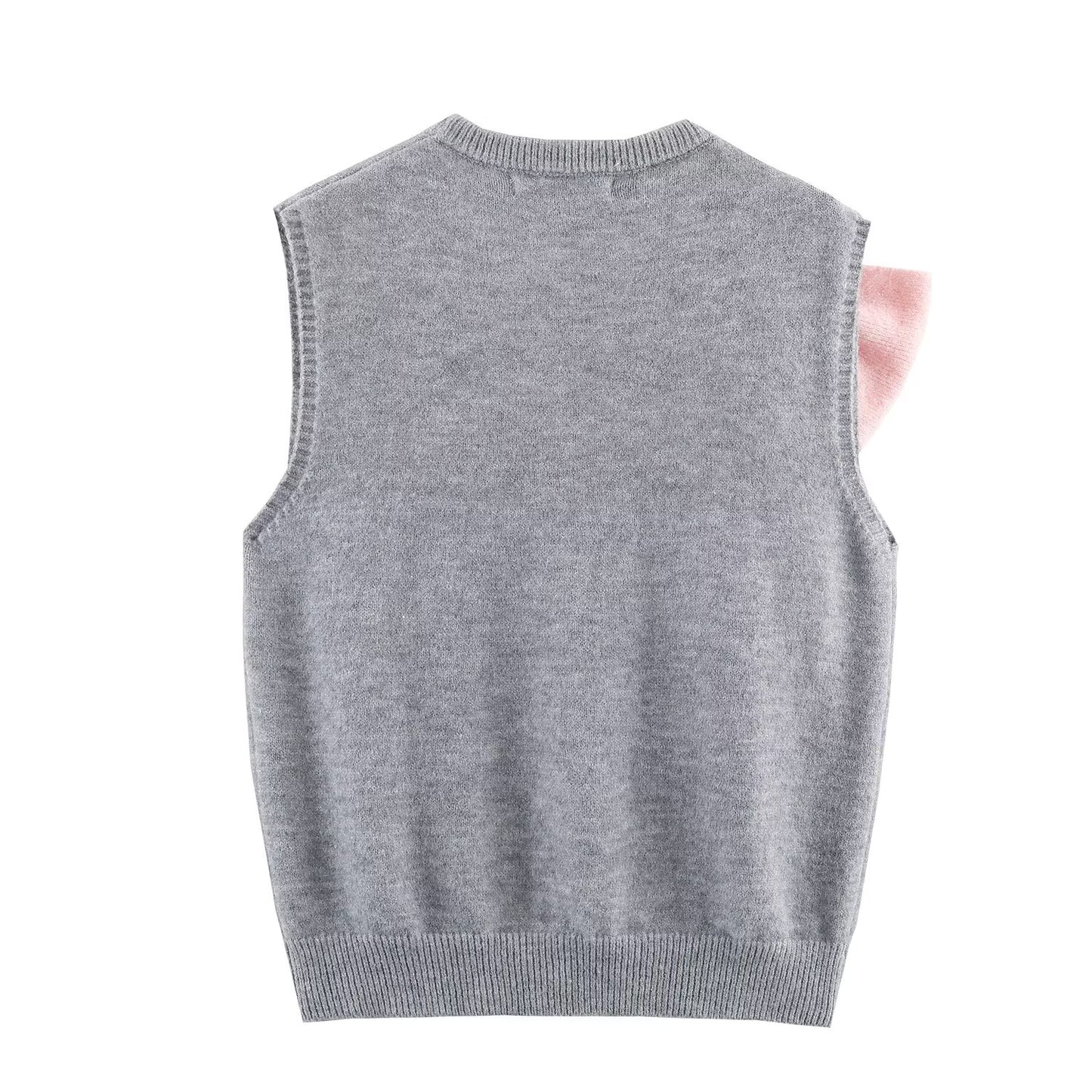Women's new fashion bow decoration knitted vest style top
