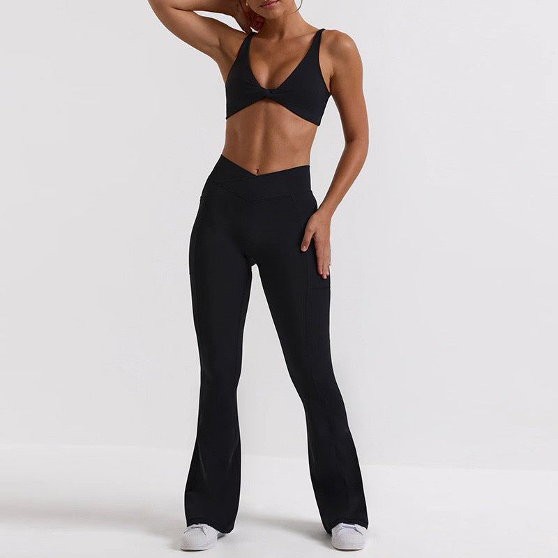 Sports Fitness Set Yoga Flared Pants Bra Two-piece Set