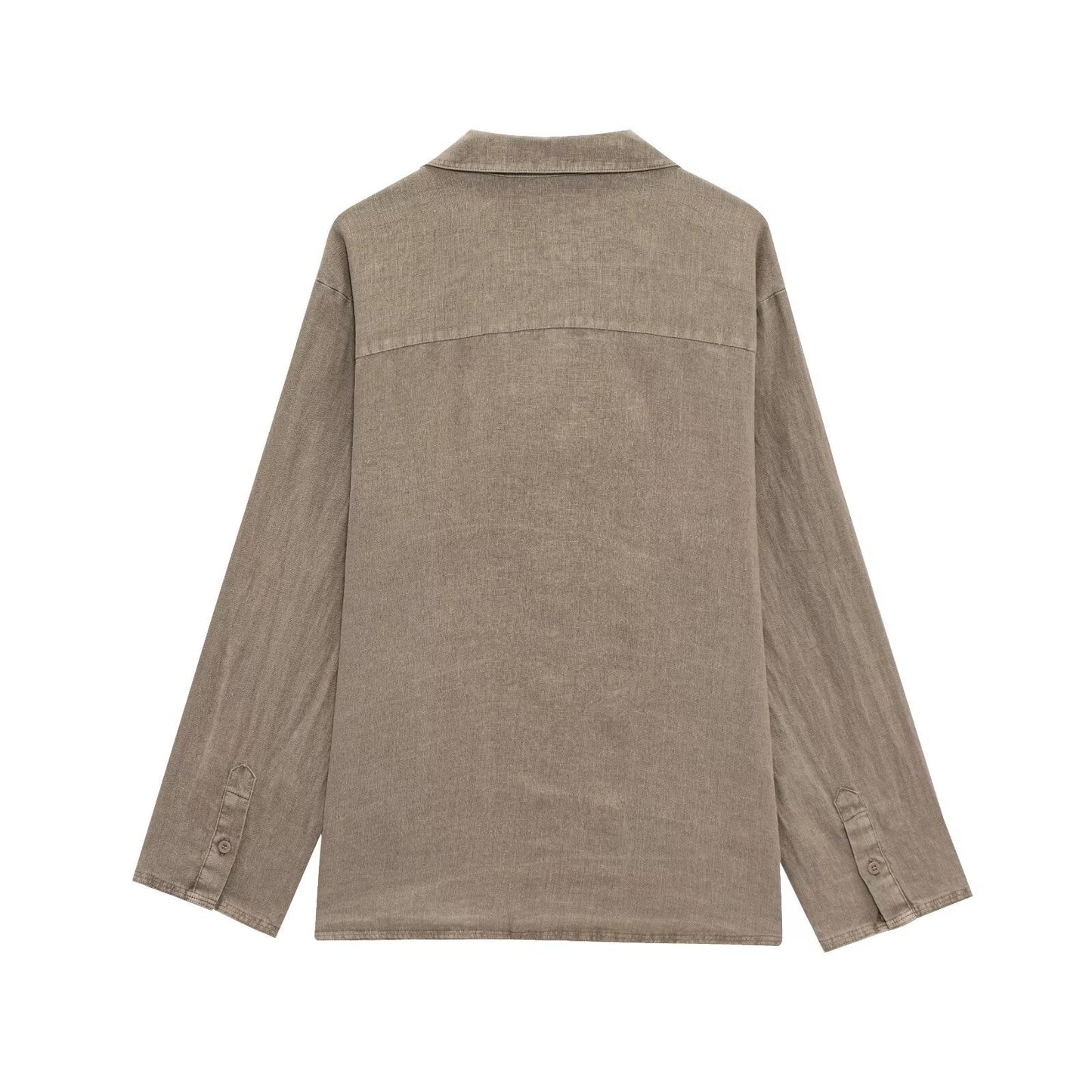 Women's new fashion casual Button-up shirt long sleeved linen blend shirt+Shorts Women's suit