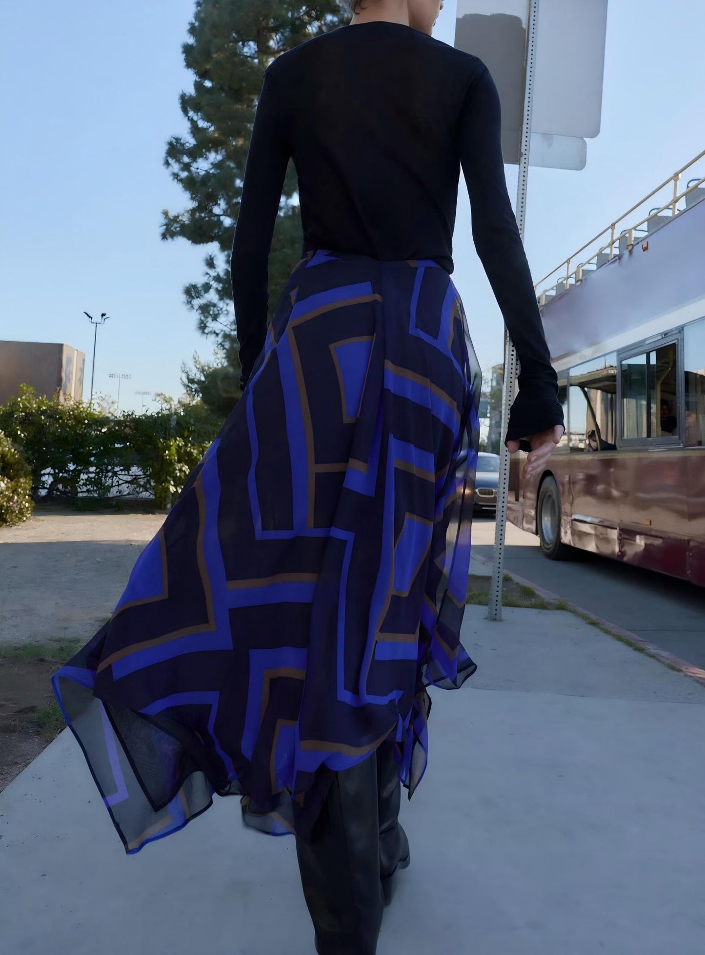 2026 Women's printed asymmetrical MIDI skirt