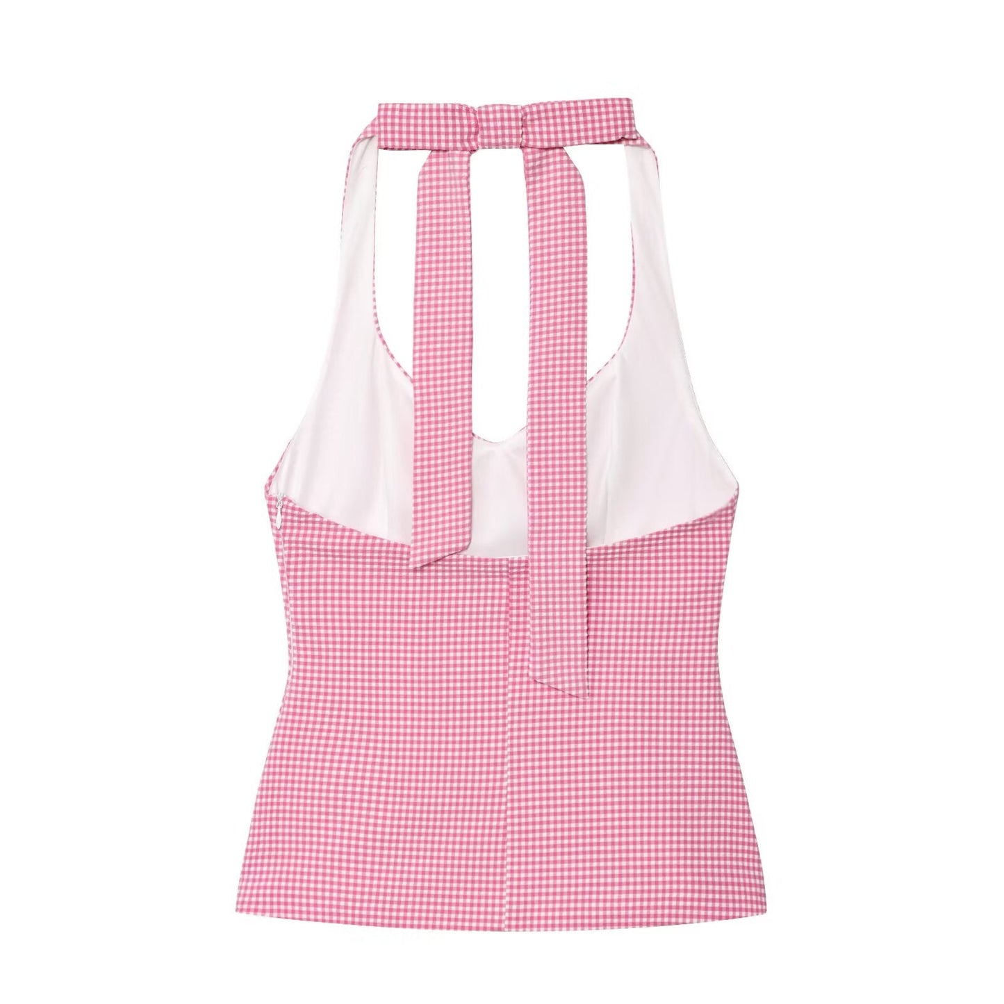 Women's new fashion back bow decoration tight hanging neck top