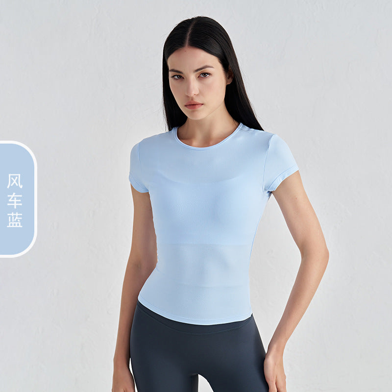 Women's New Comfortable Sports Short-sleeved Fitness Jacket Leisure Yoga Clothes Advanced Waist Slimming Yoga T-shirt