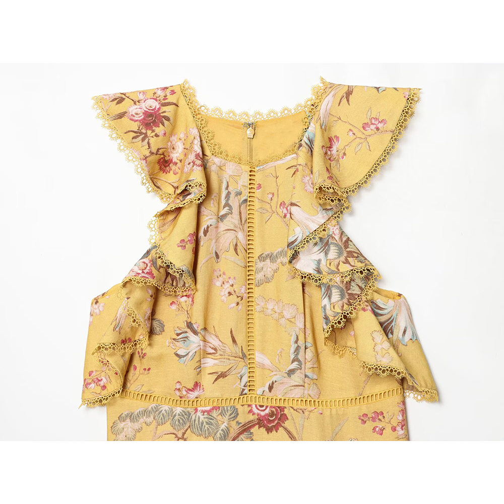 Women's lace decoration hanging neck mini dress