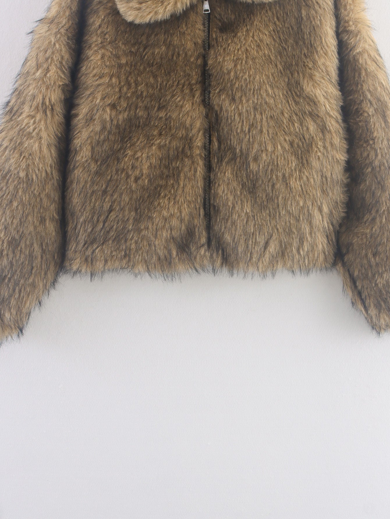 Women's new fashion short lapel Fur Faux Leather jacket Coat