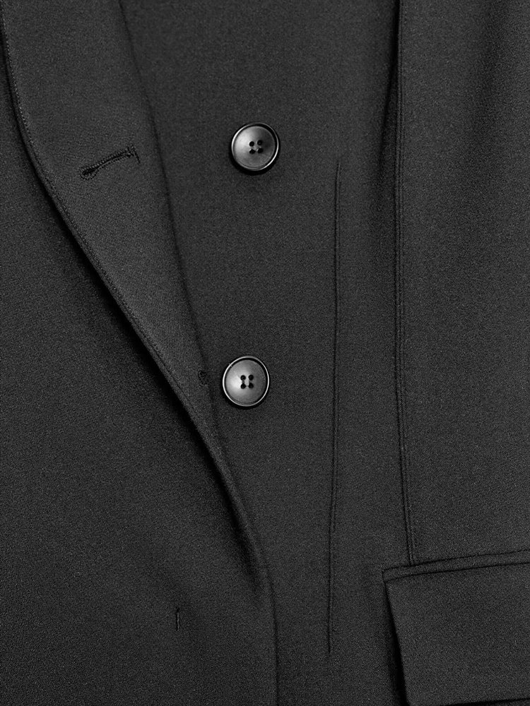 Women's 2025 new fashion black slim stand collar suit jacket+Pants suit