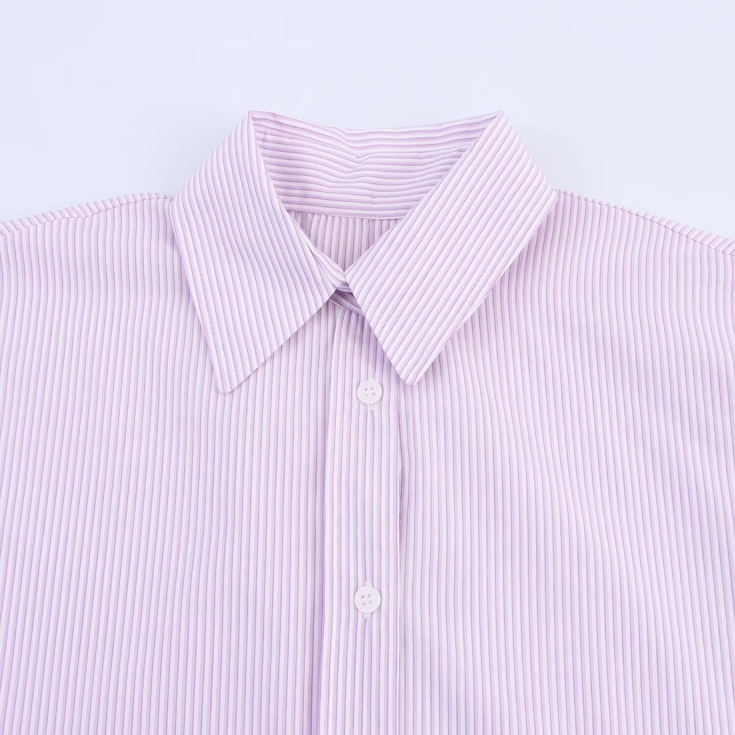 Women's new fashion back bow decoration poplin striped shirt