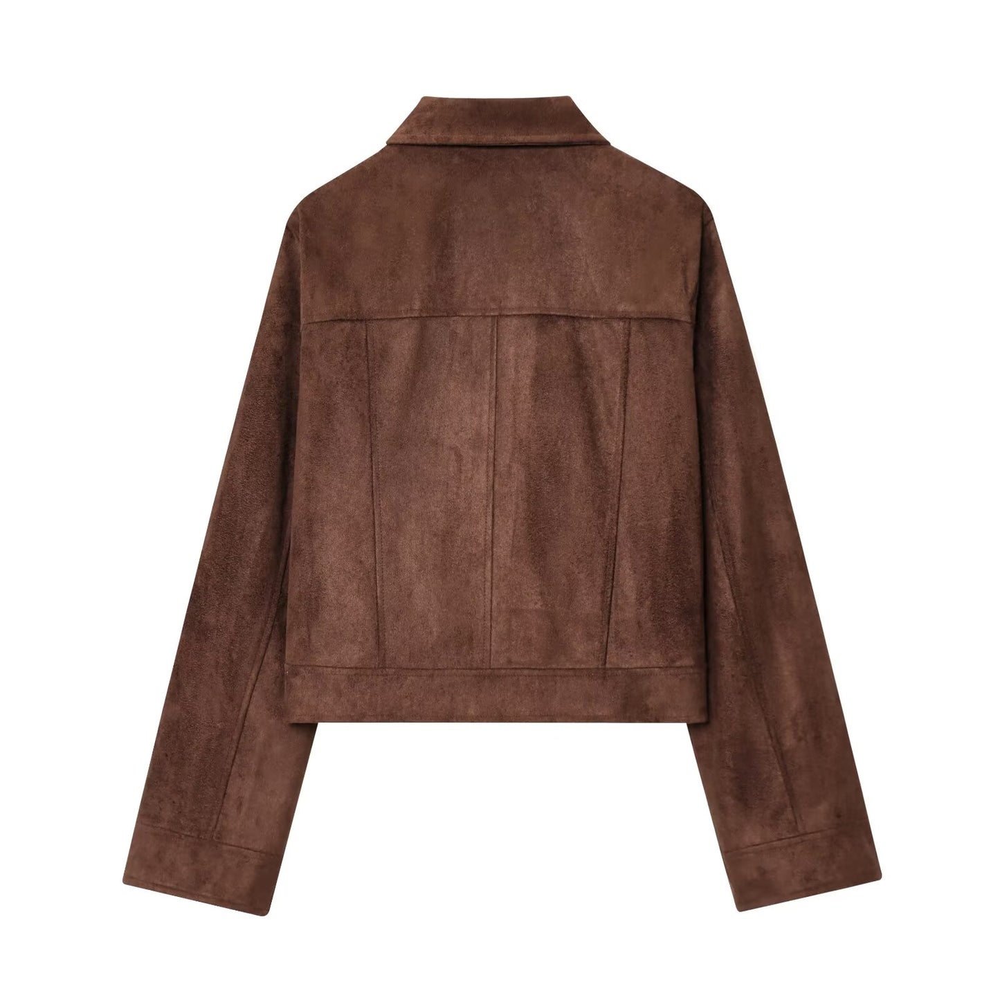 Women's new fashion suede texture short zipper jacket Coat