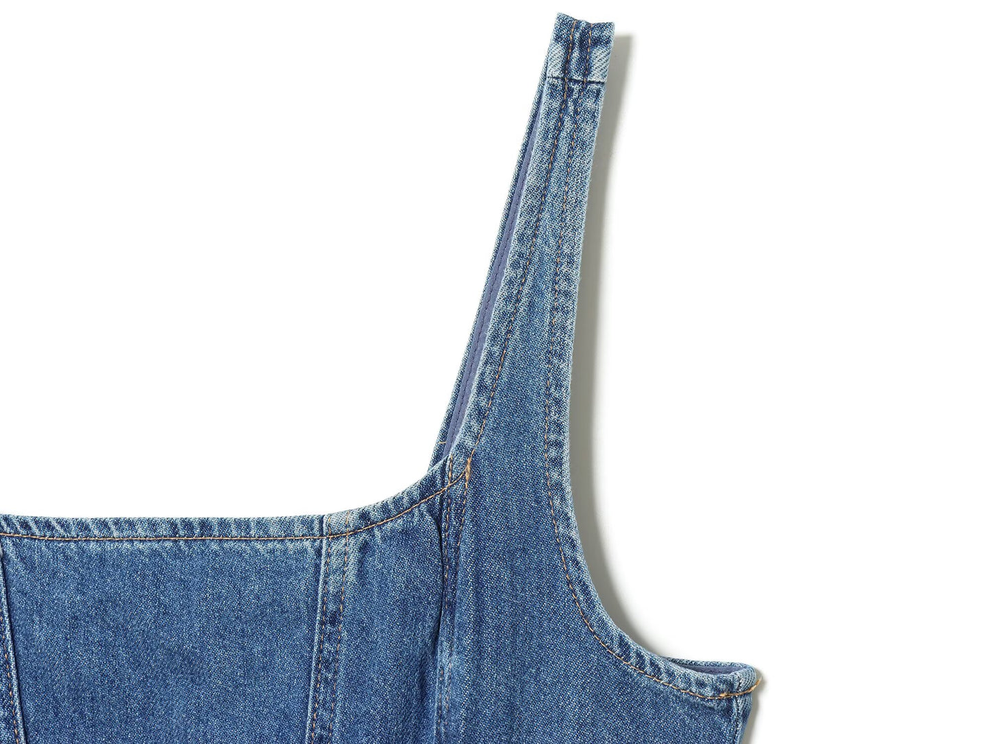 Women's layered decorative sleeveless denim mini dress