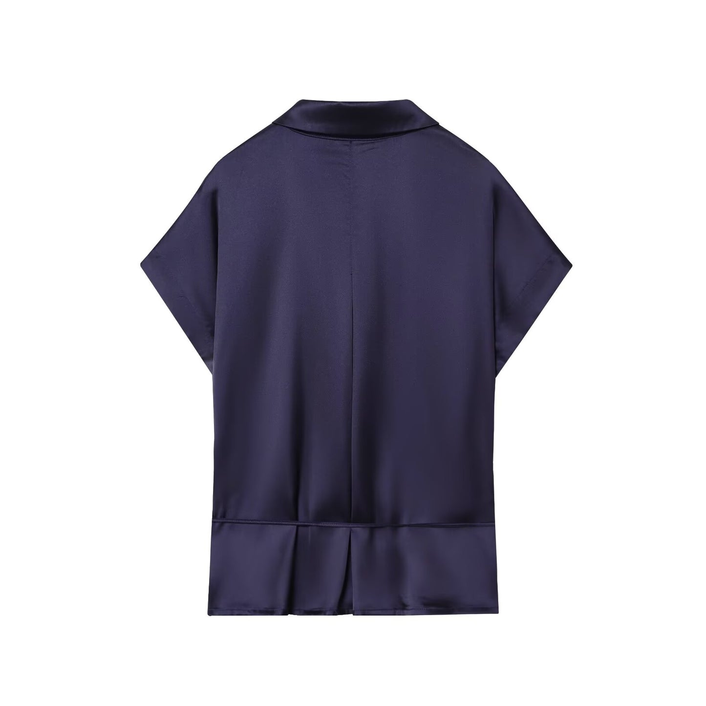 Women's new fashion with Belt short sleeved satin textured shirt+Pants suit