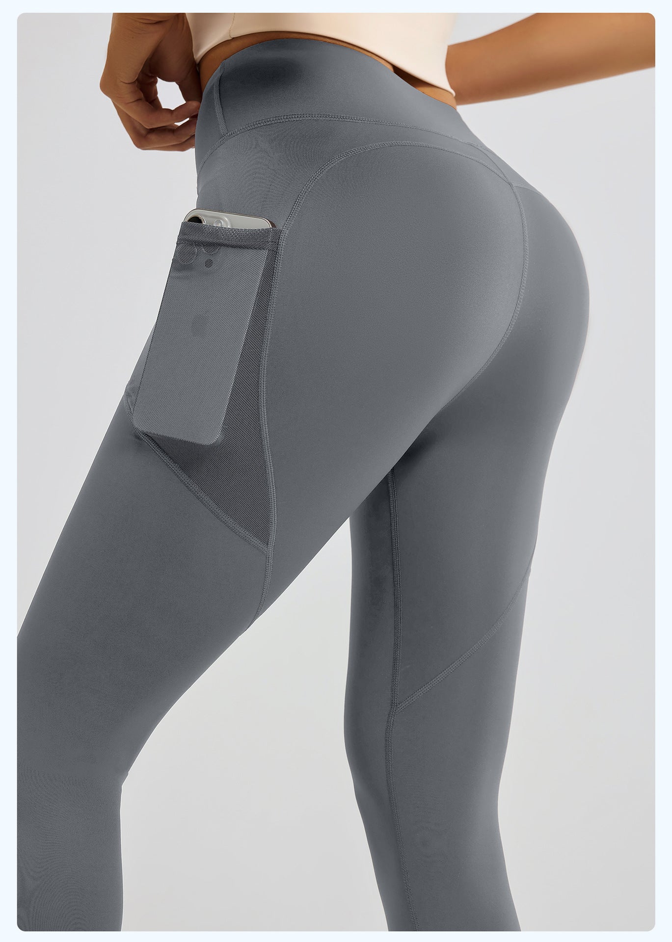 LU women's new elastic high waist mesh side pocket sports fitness pants