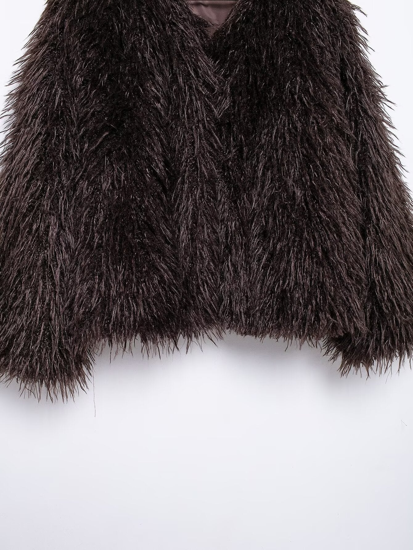 Women's winter Fashion loose faux fur effect warm V Neck Blended Coat retro long sleeved button up women's Coat Chic top