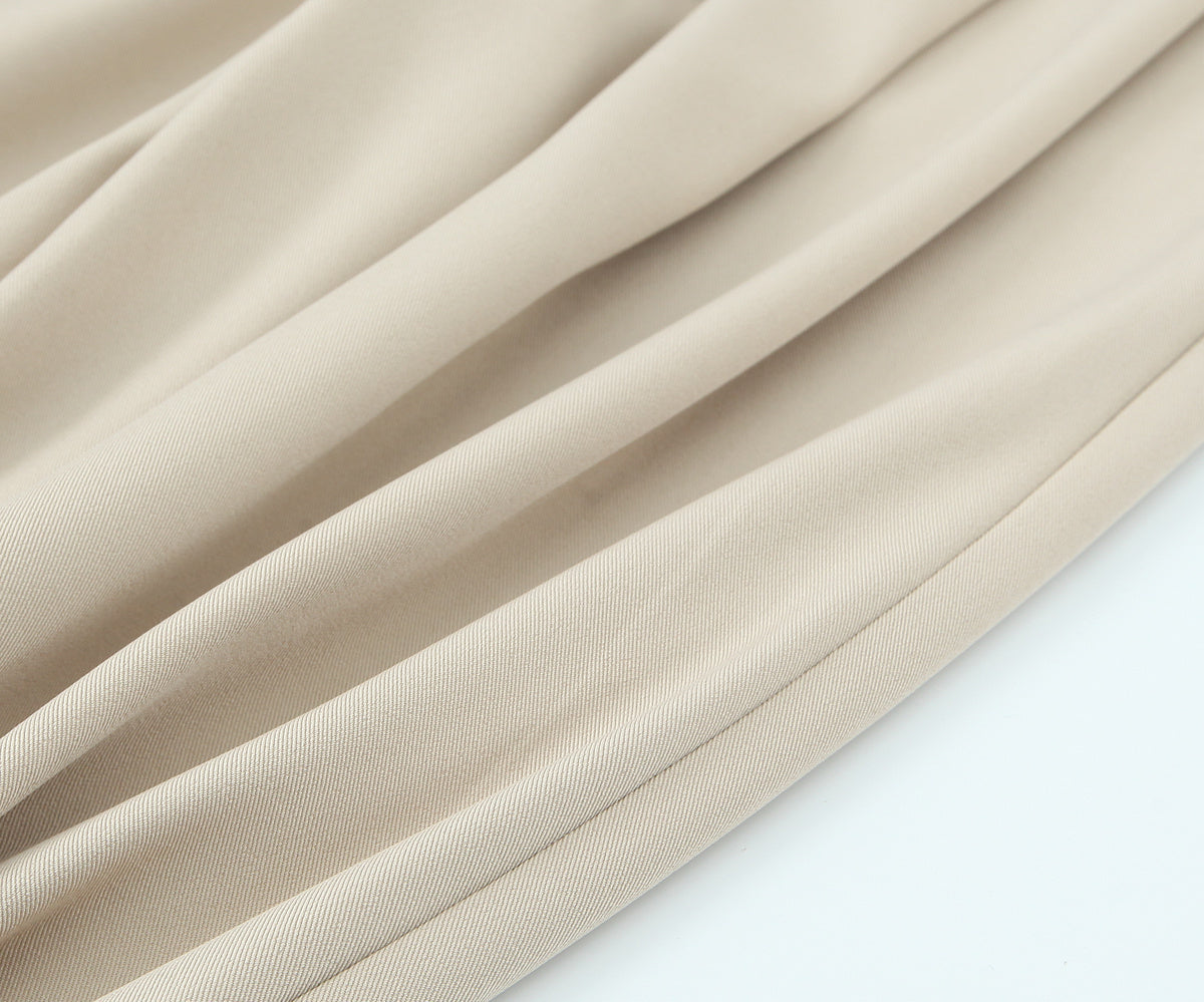 Women's new fashion belt decoration multi-color loose casual double pleated pants retro high waisted side pocket women's pants