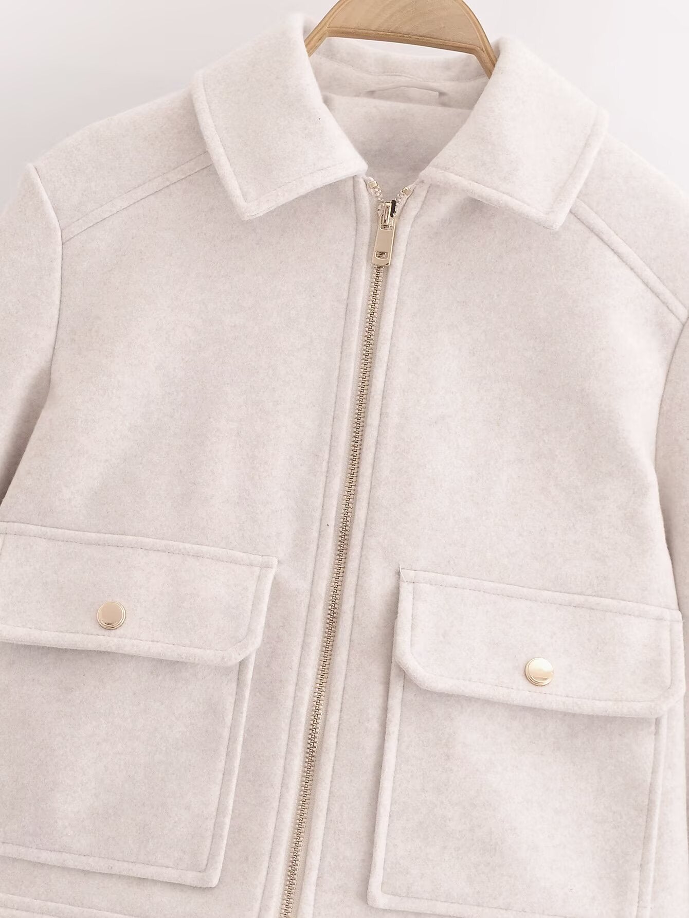 Women's new fashion warm short zipper woolen jacket Coat