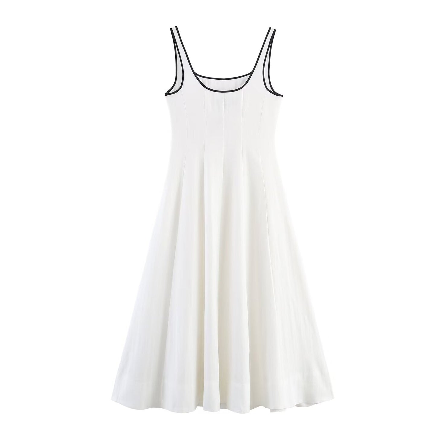 Women's new Fashion slim backless linen blend sleeveless MIDI dress