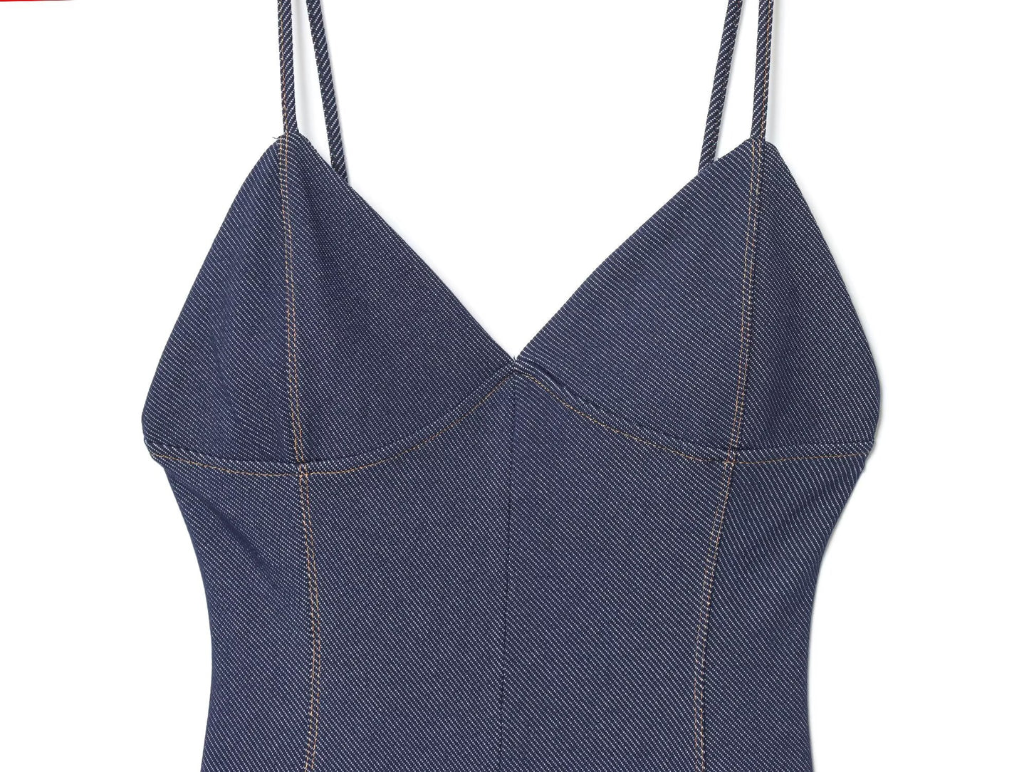 Women's New Fashion Sleeveless Threaded Twill suspender Midi Dress