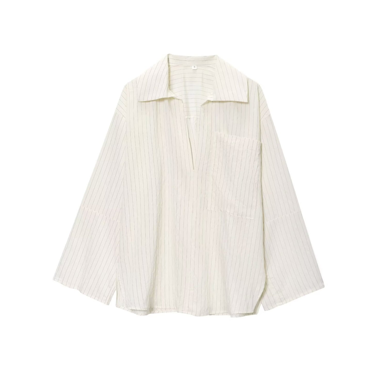 Women's new fashion loose Lapel striped Split shirt