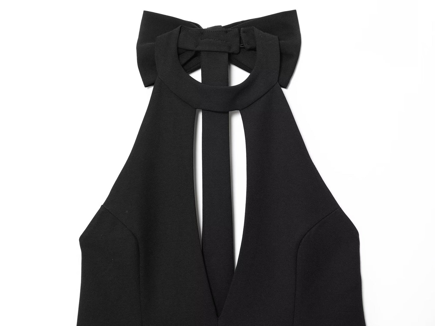 Women's new fashion bow decoration sexy hanging neck mini dress