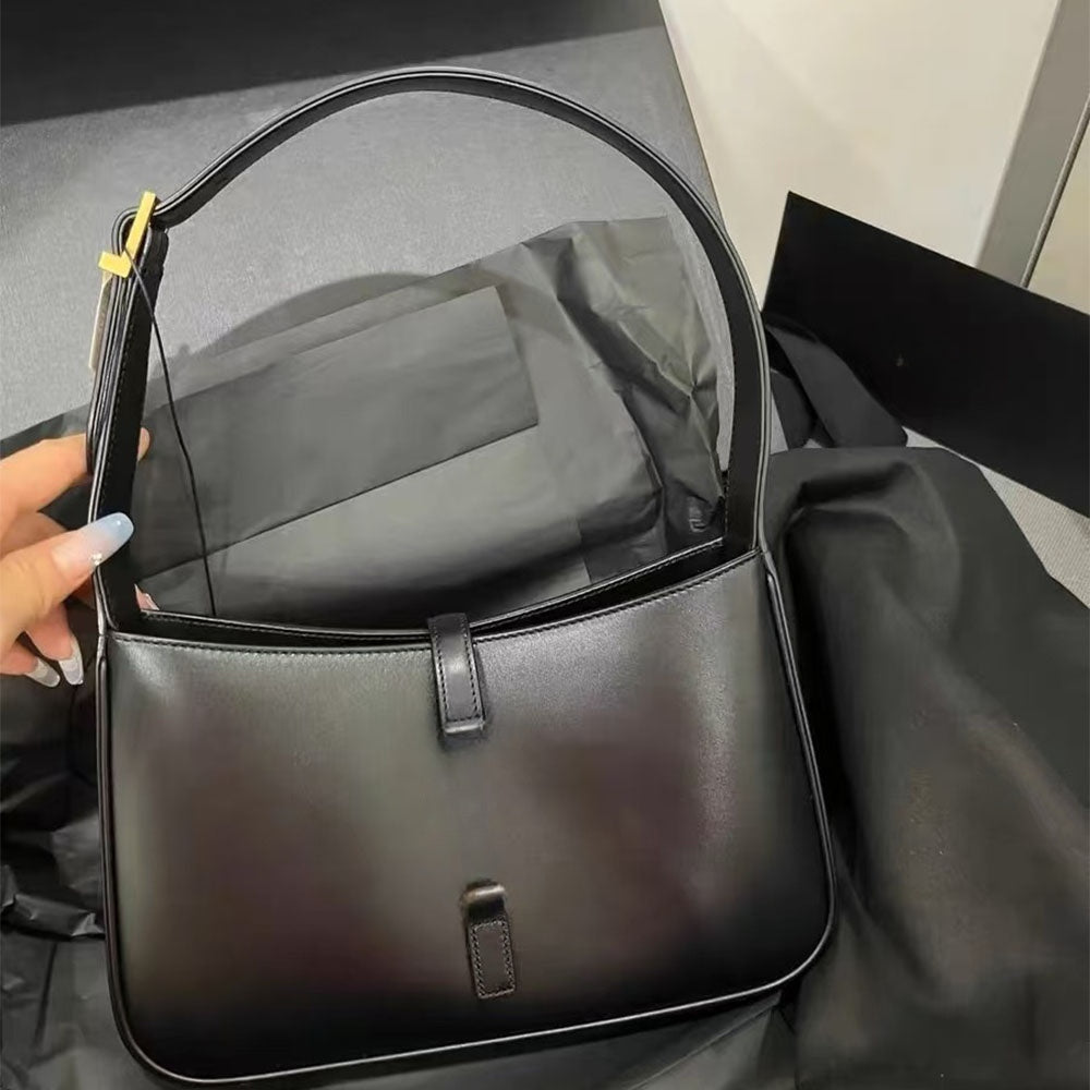 Women's New Joker Black Crocodile Metal-Decorated Underarm Bag One-Shoulder Handbag