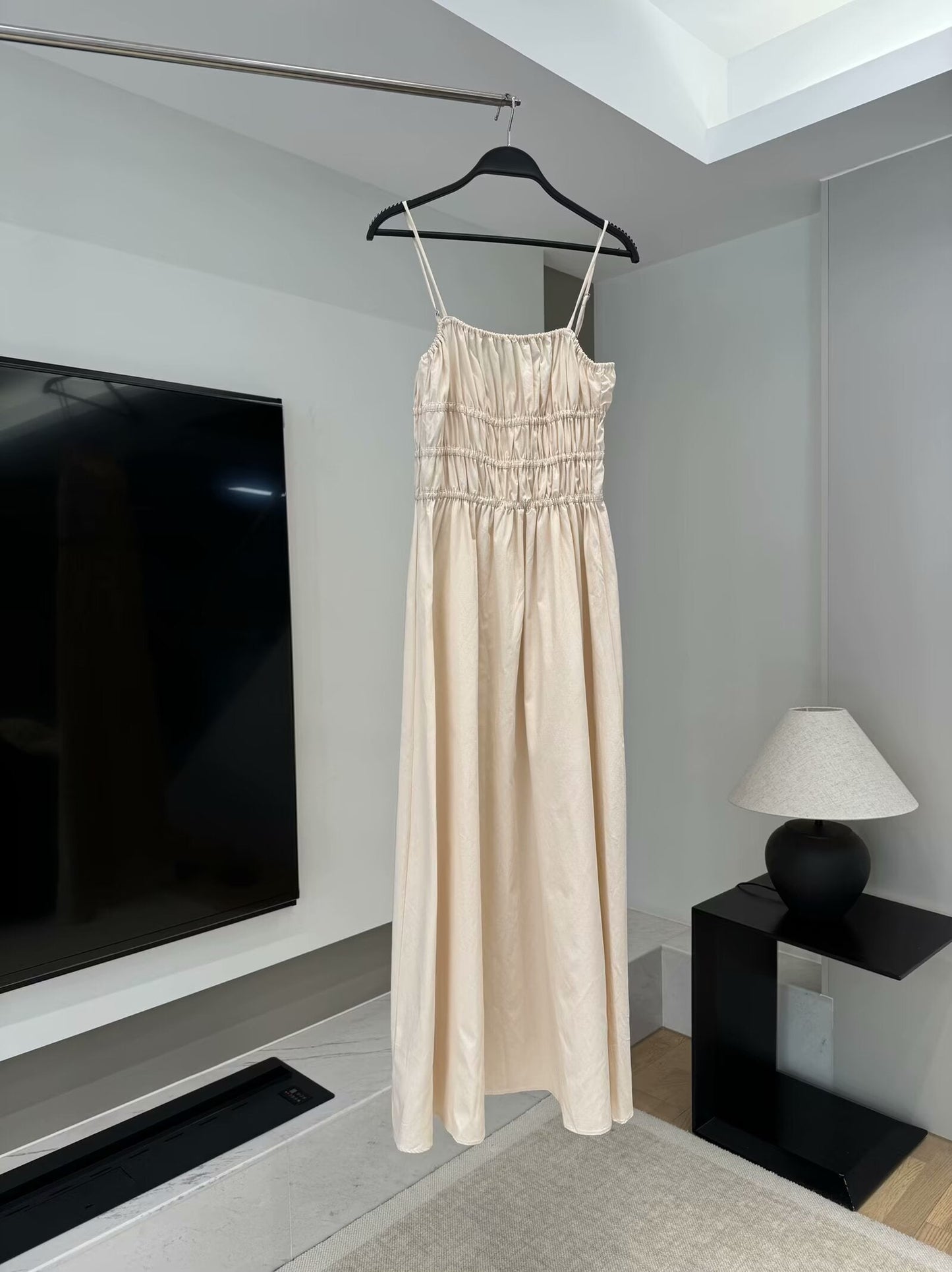 Women 2025 New Fashion Elastic vertical midi Dress Vintage Backless Thin Straps Female Dresses