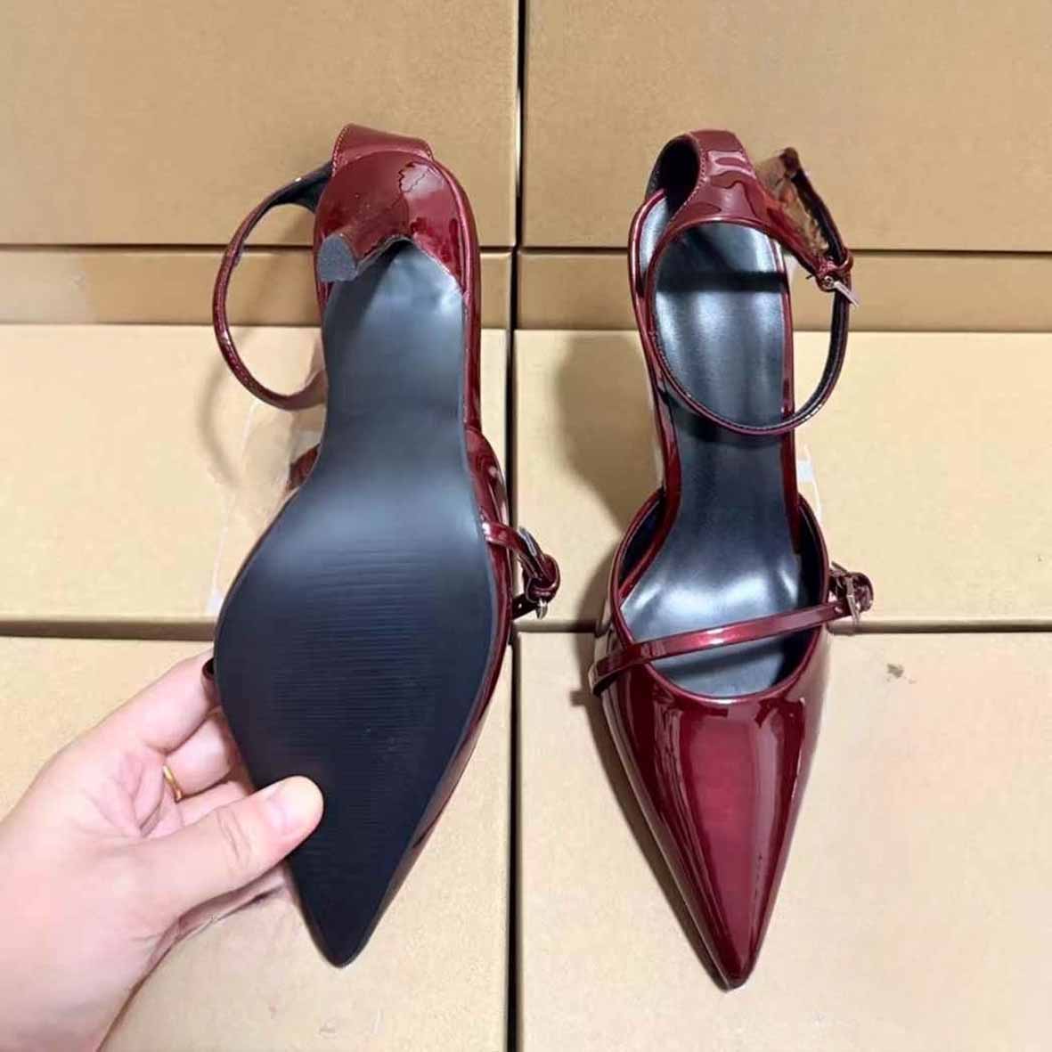 Women's Fashion Joker Patent Leather Pointed Word with High Heels