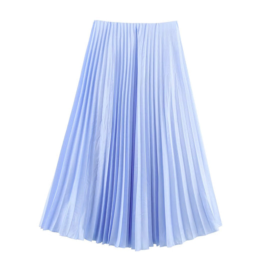 Women's 2025 new Fashion loose versatile pleated MIDI skirt retro high waisted women's skirt