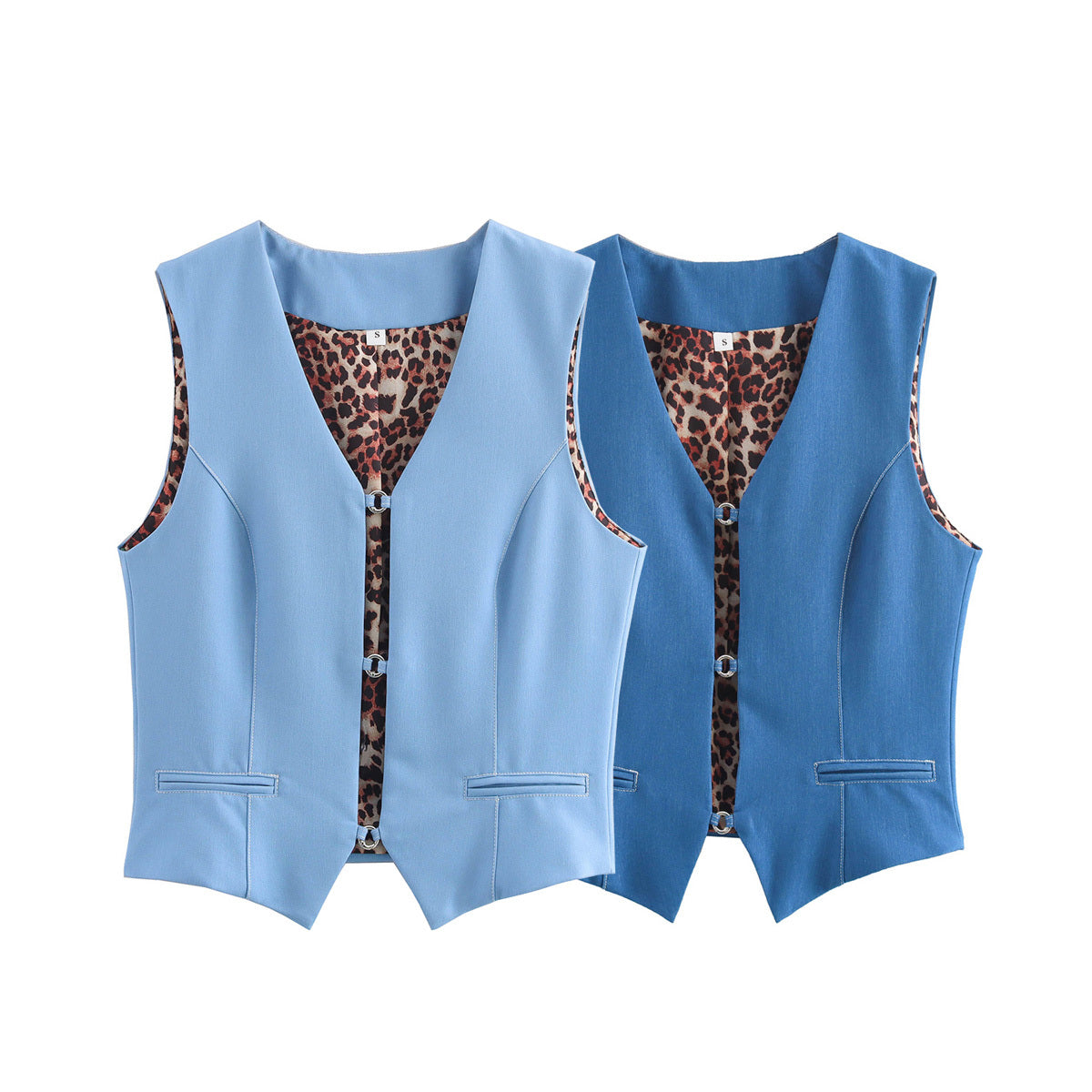 Women's 2025 fashion two-color elastic denim vest vest retro blouse