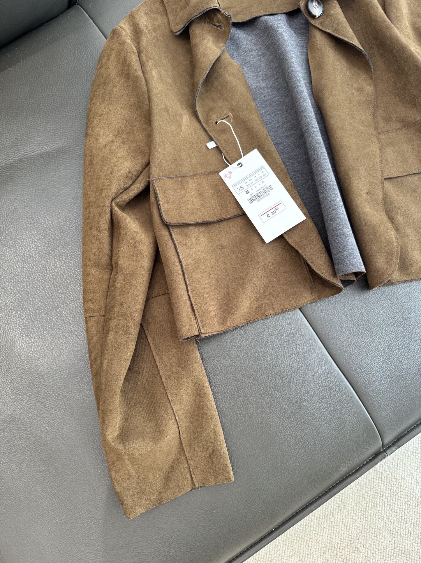 Women's 2025 fashion anti suede Leather effect short zipper jacket Coat