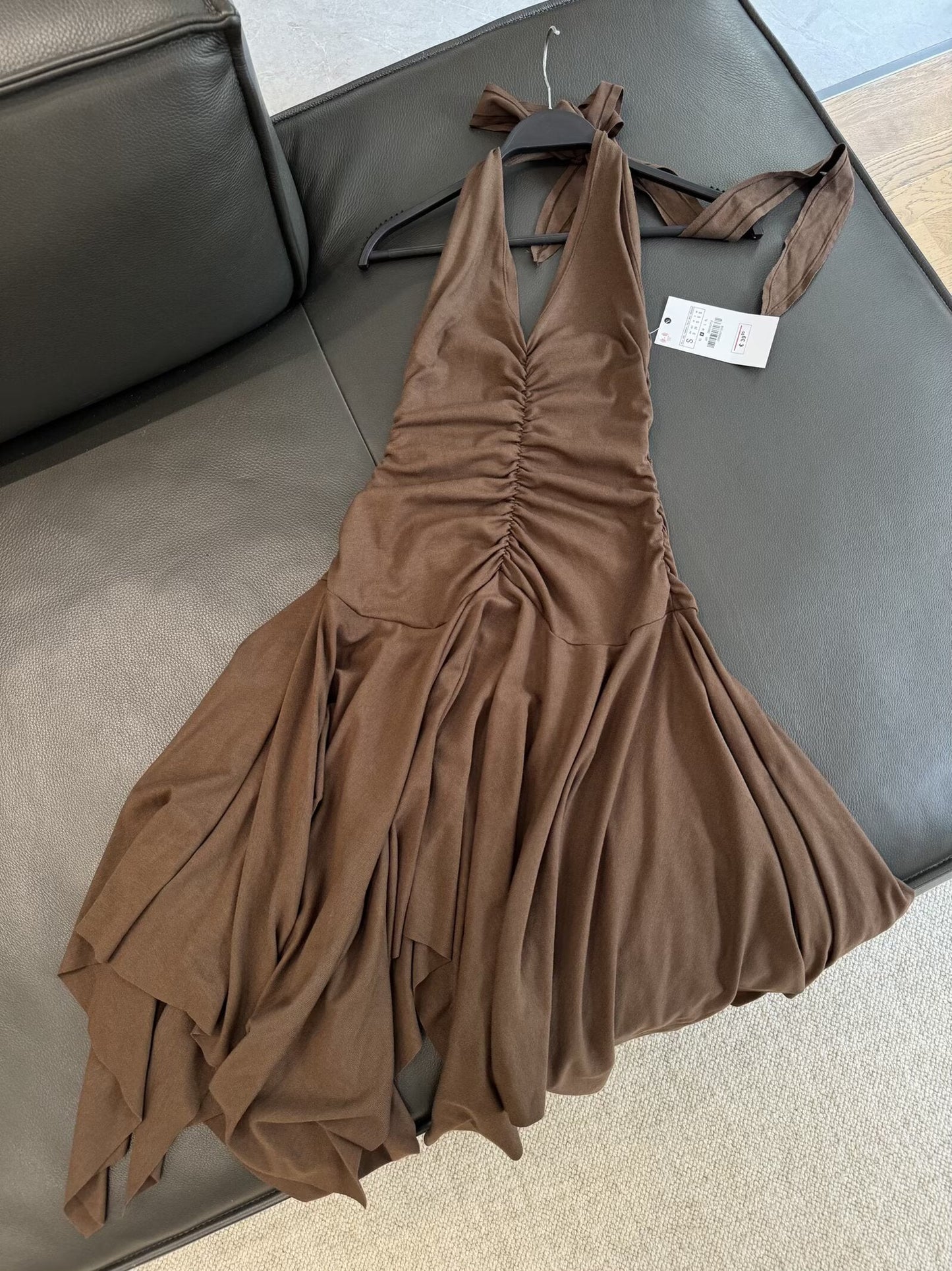 Women's 2025 New Fashion Hanging Neck Asymmetric Midi Dress